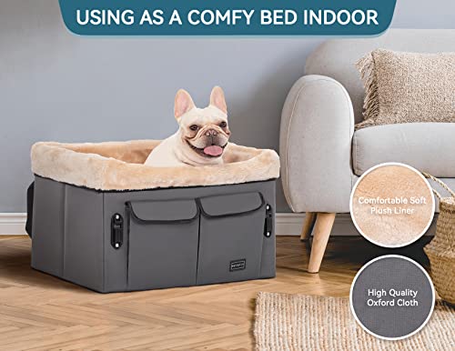 Washable Dog Booster Seat with Carrying Case (Small, Tan) G9849