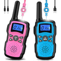 2 Pack Pink Purple Rechargeable Walkie Talkies with USB Charger 6000mAh Battery Flashlight Lanyard X327