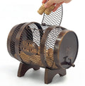 Rustic Metal Large Barrel Wine Cork Holder Display On Wooden Stand N36402