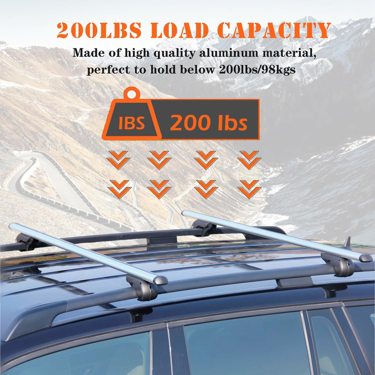 52" Adjustable Aluminum Roof Rack Cross Bars with 4 Locks Y602