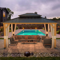 13'x15' Wood Gazebo with Netting and Curtains Q62778