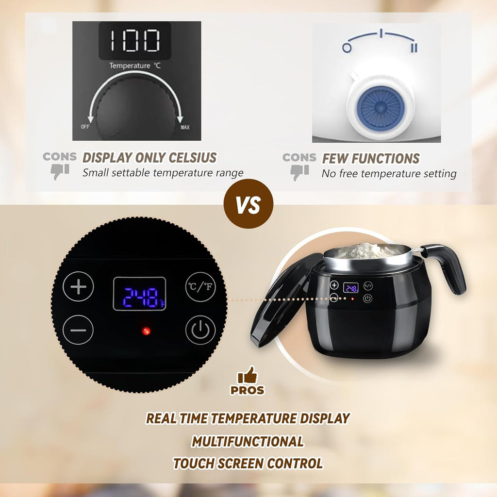 1L 200W Aluminum Wax Melting Pot with Touch Screen Digital Temperature Display R22196