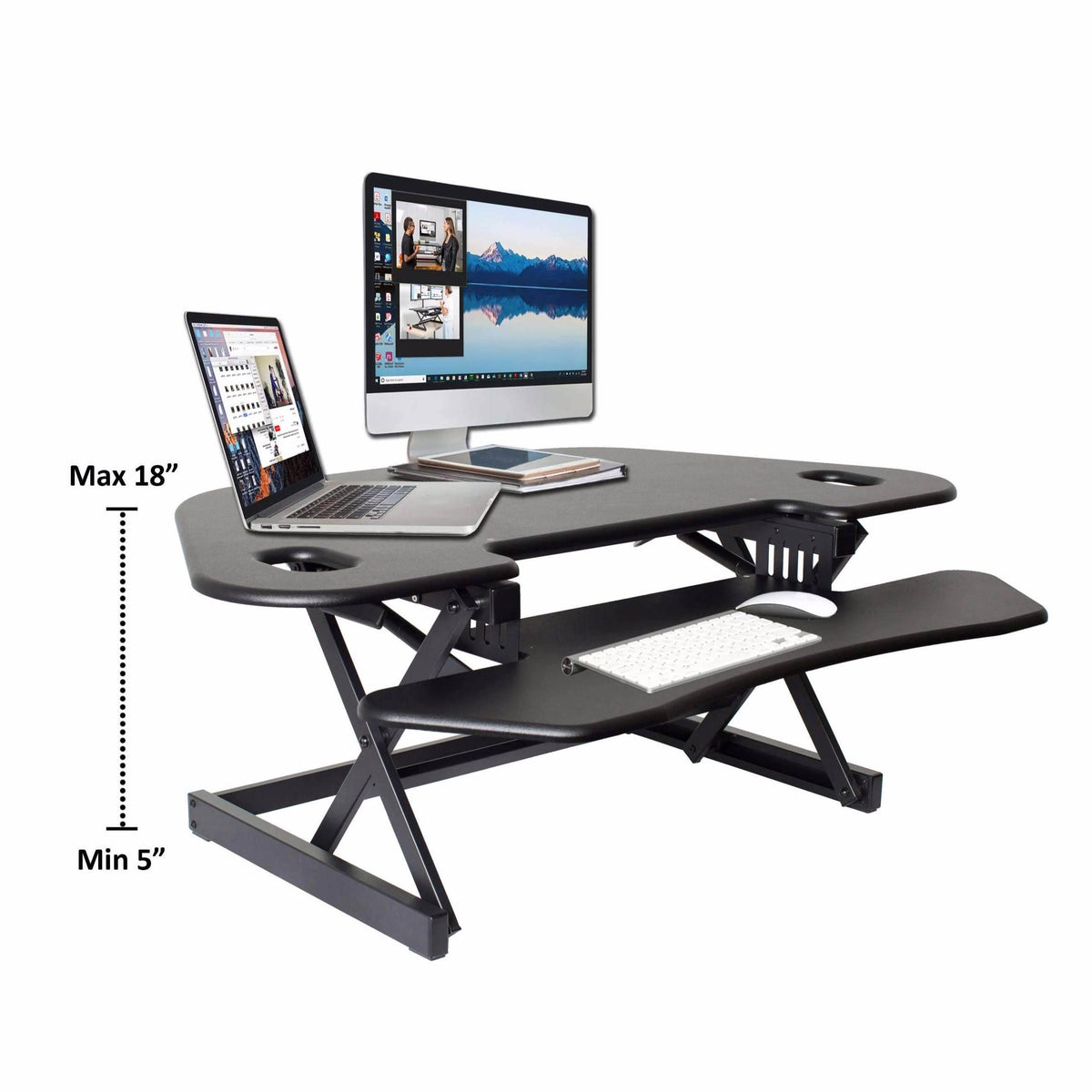 Black Height Adjustable Corner Desk Riser L990206