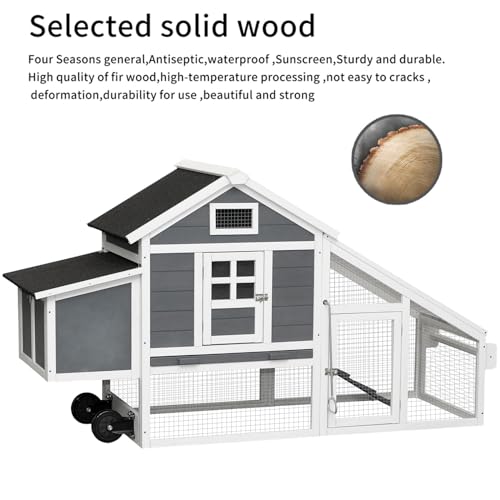 Chicken Coop with Run & Wheels, Two-Tier Large Chicken Duck House Rabbit Hutch Poultry Cage with Nesting Box and Side Door I78840