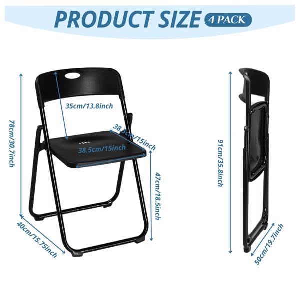 Black 4 Pack Plastic Stackable Folding Chair Y43022