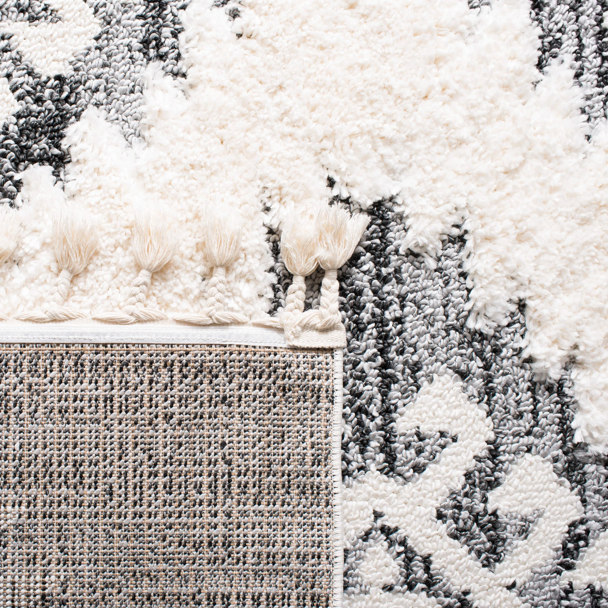 Ivory/Grey 9' x 12' Shag Area Rug R2749