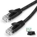 Cat6 Ethernet Cable 75 ft Black Flat Network LAN Cable with Cable Clips V81169