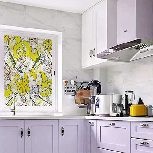 Floral Yellow Window Privacy Film, 17.7 inch by 23.6 inch Y89300