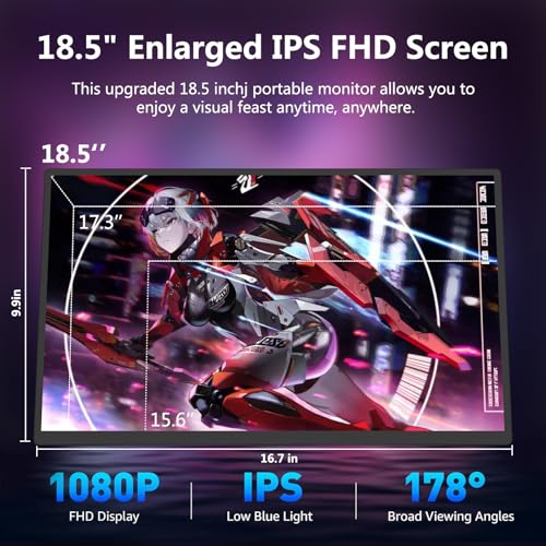 18.5 inch 120Hz 1080P FHD HDR USB HDMI Portable Monitor with Sleeve A5606
