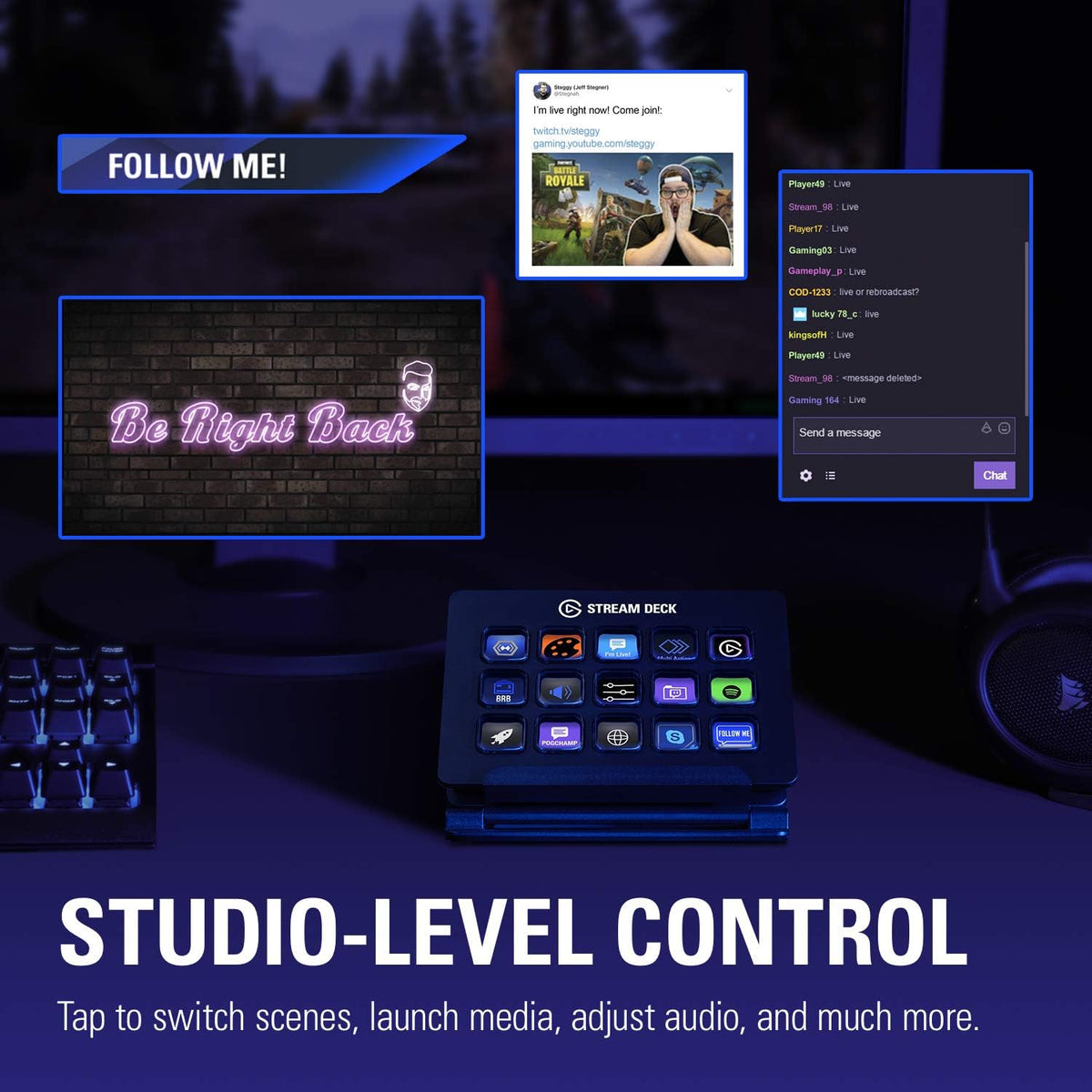 4K60 PCIe Capture Card and Live Content Creation Controller with 15 Customizable LCD Keys U891