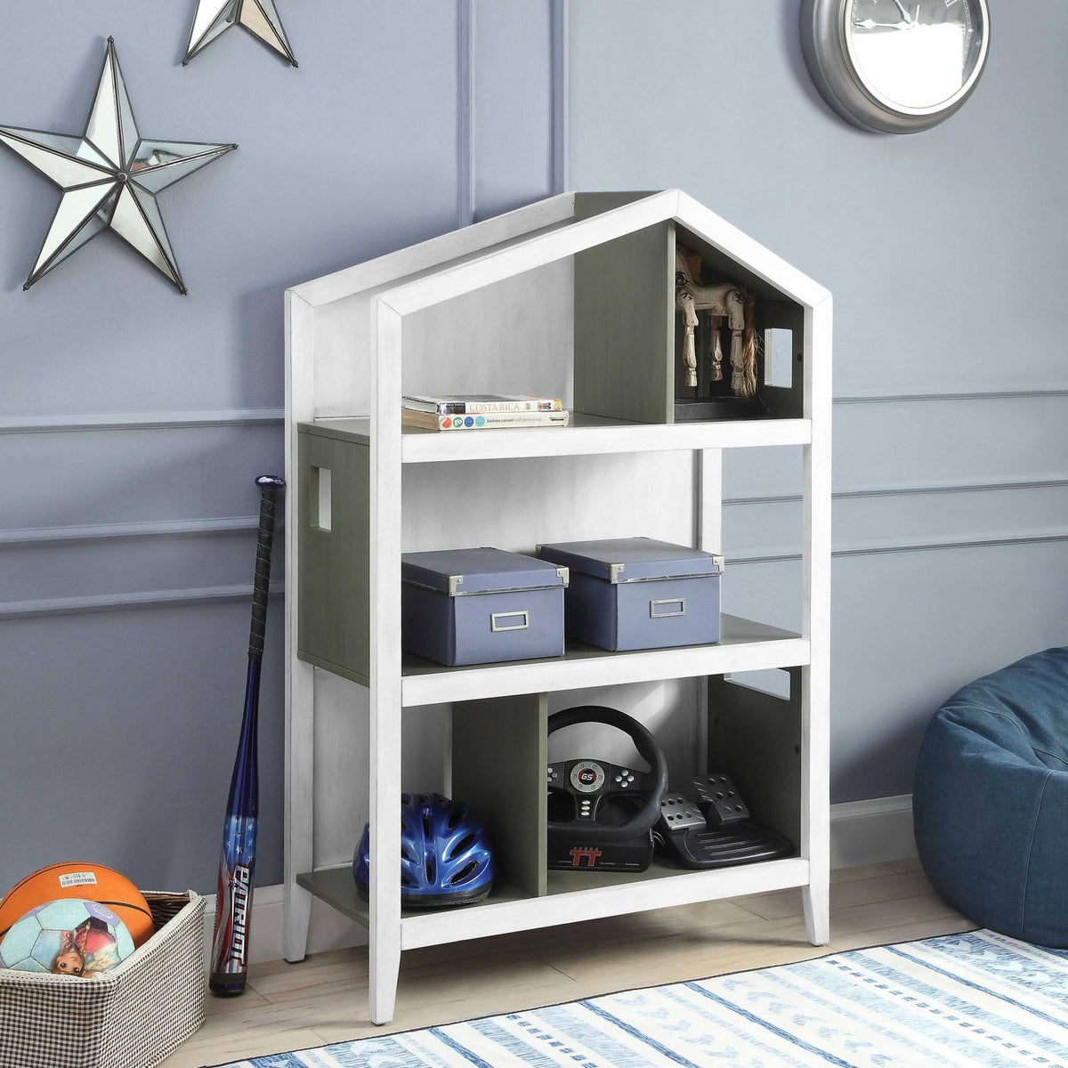 White Pink Wood Bookcase D484