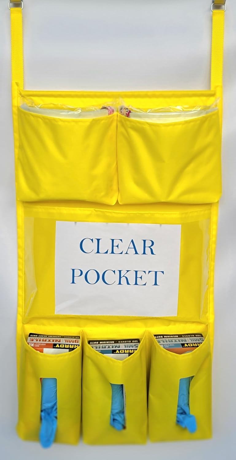 6 Pockets Fire Retardant Nylon Oxford Isolation Door Caddy with Stainless Steel Hooks Q458