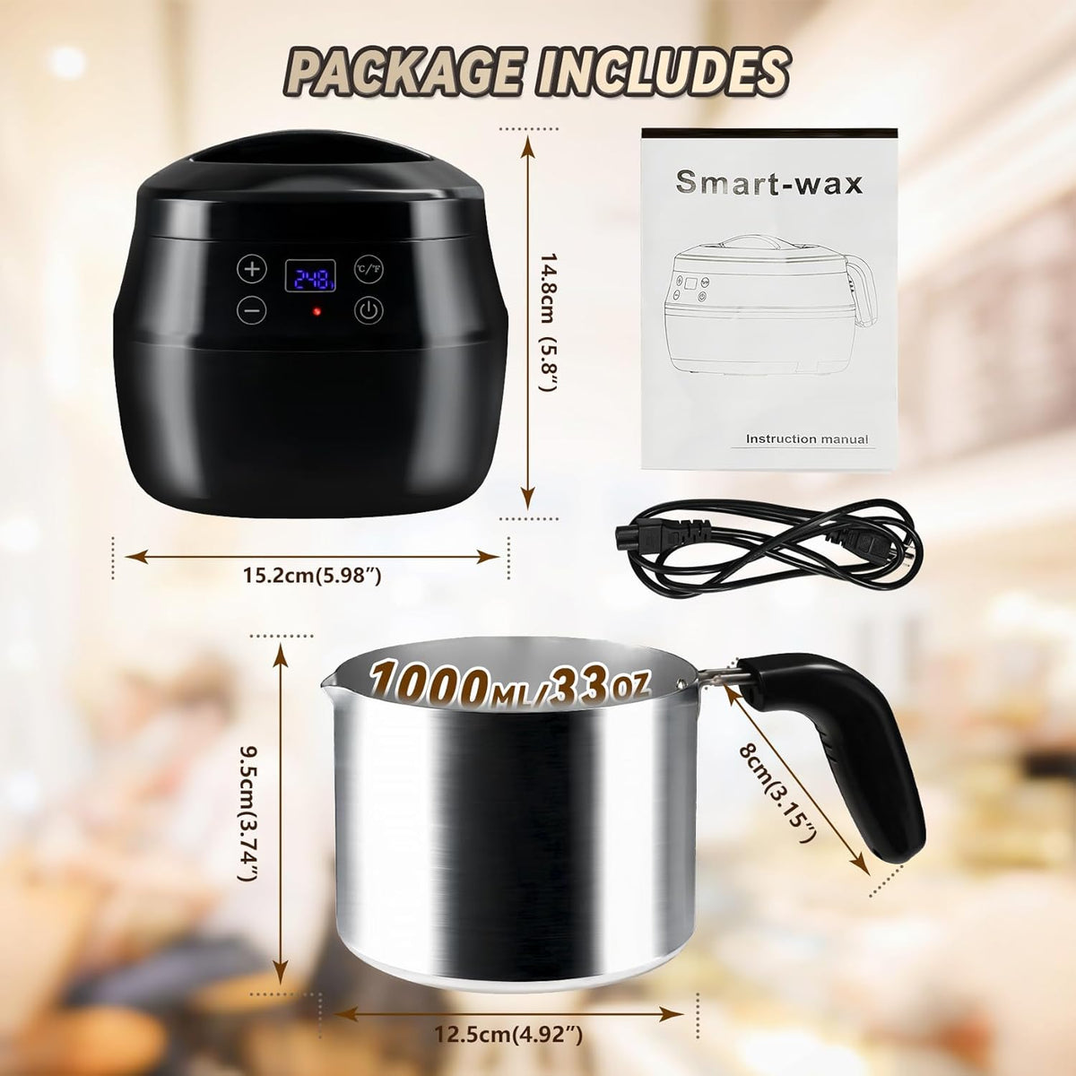 1L 200W Aluminum Wax Melting Pot with Touch Screen Digital Temperature Display R22196