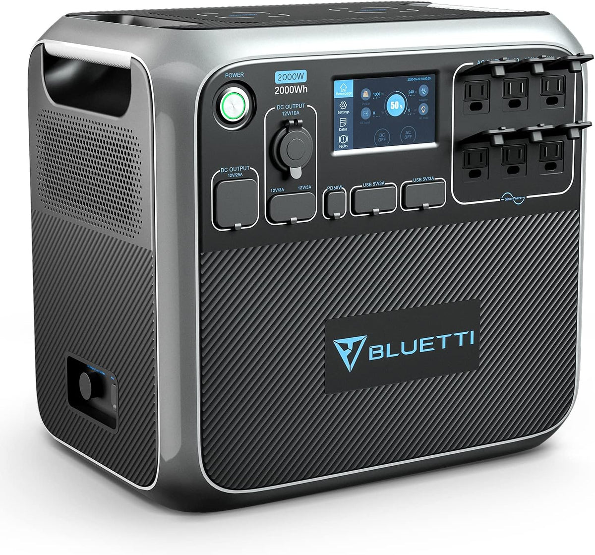 2000Wh LiFePO4 Portable Power Station with 6 2000W AC Outlets D3916