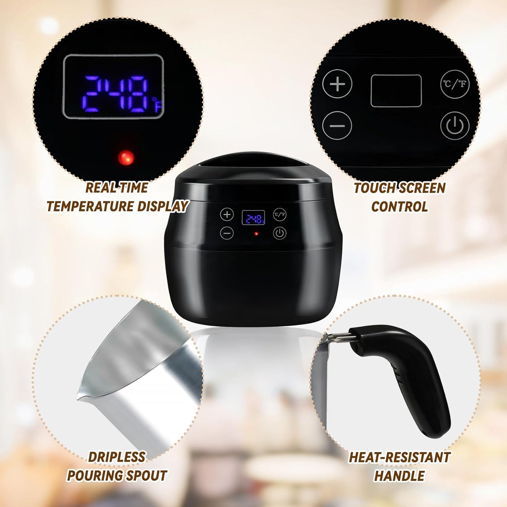 1L 200W Aluminum Wax Melting Pot with Touch Screen Digital Temperature Display R22196