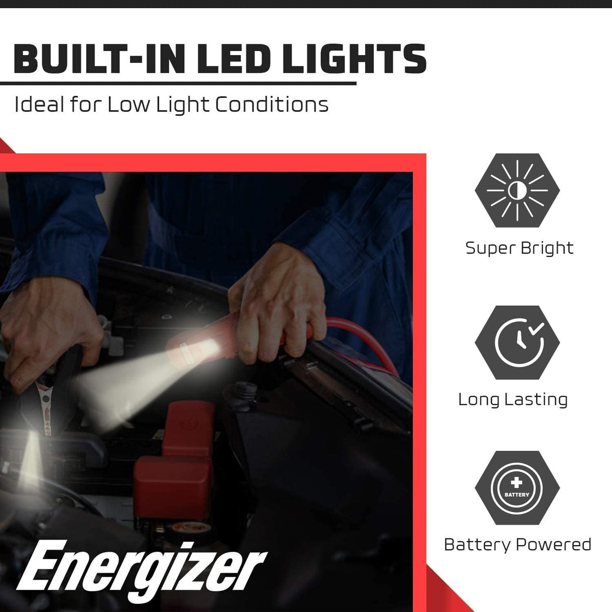 Heavy Duty 25-Feet 2-Gauge Jumper Cables with LED Lights Z279682