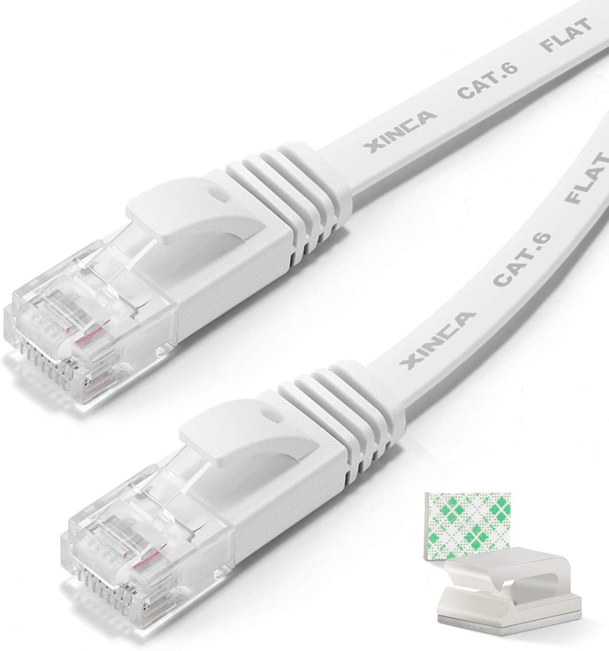 Cat6 Ethernet Cable 75 ft Black Flat Network LAN Cable with Cable Clips V81169