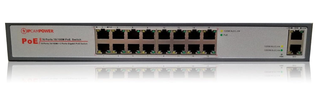16 Port POE Network Switch with 2 Gigabit Uplink Ports R223