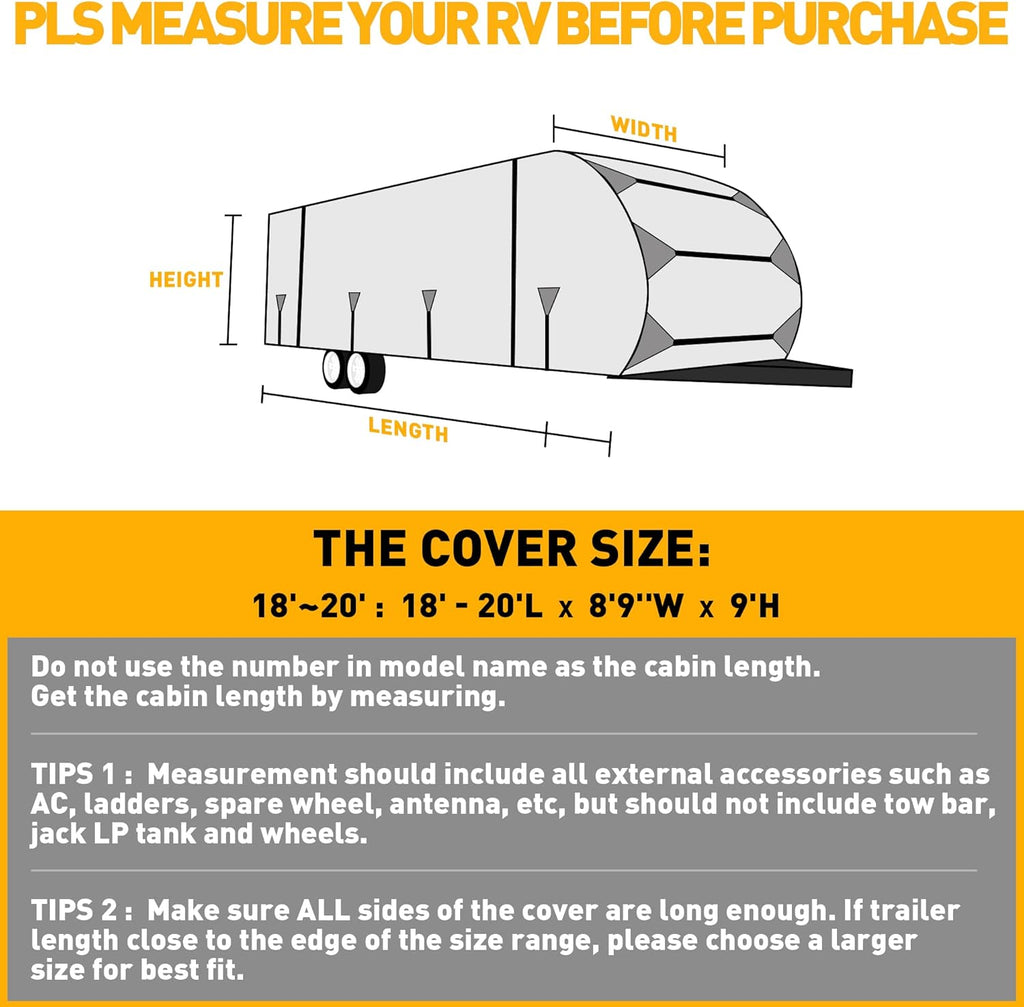 Waterproof Windproof Anti-UV Travel Trailer Cover for 18'-20' RV S8943