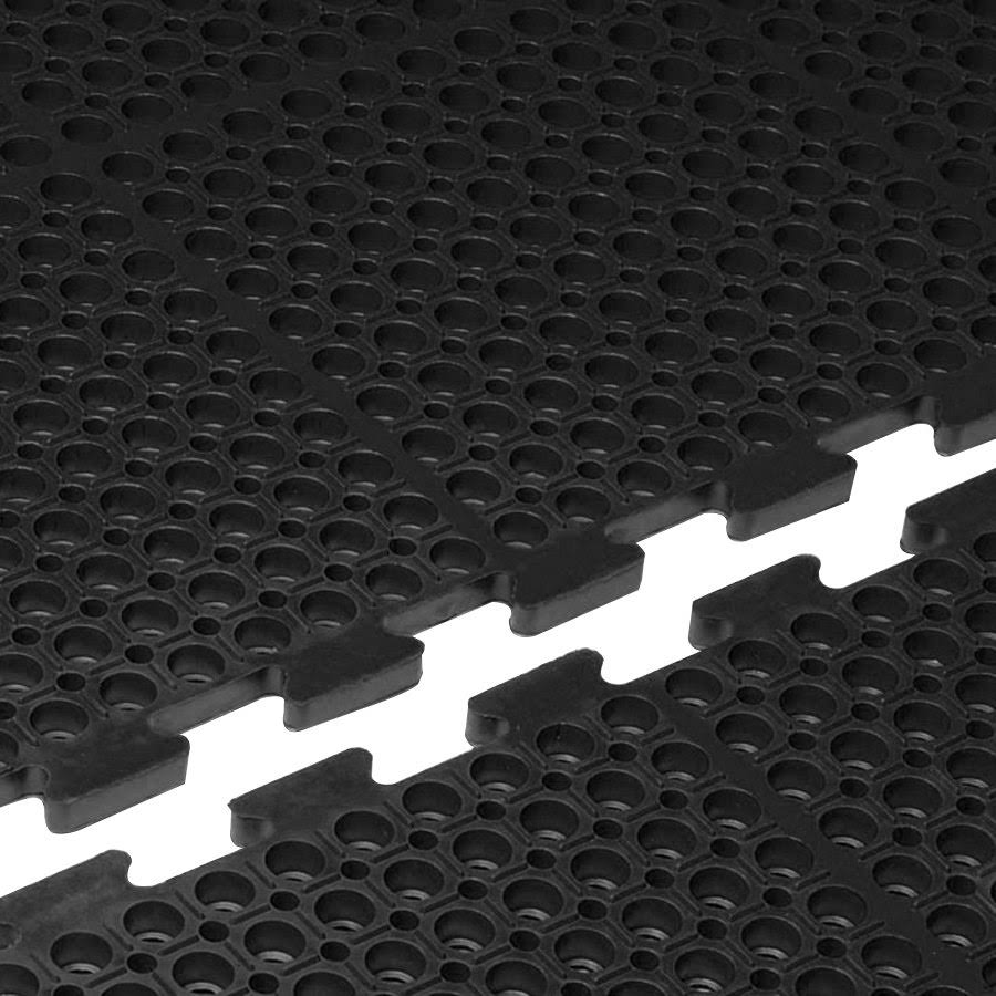 Black Interlocking Anti-Fatigue Anti-Slip Floor Mat D862