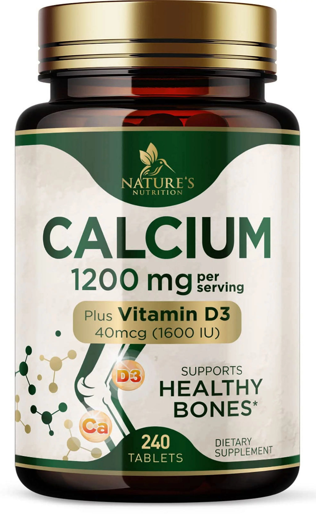 240 Tablets Calcium 1200 mg with Vitamin D3 Dietary Supplement N7780