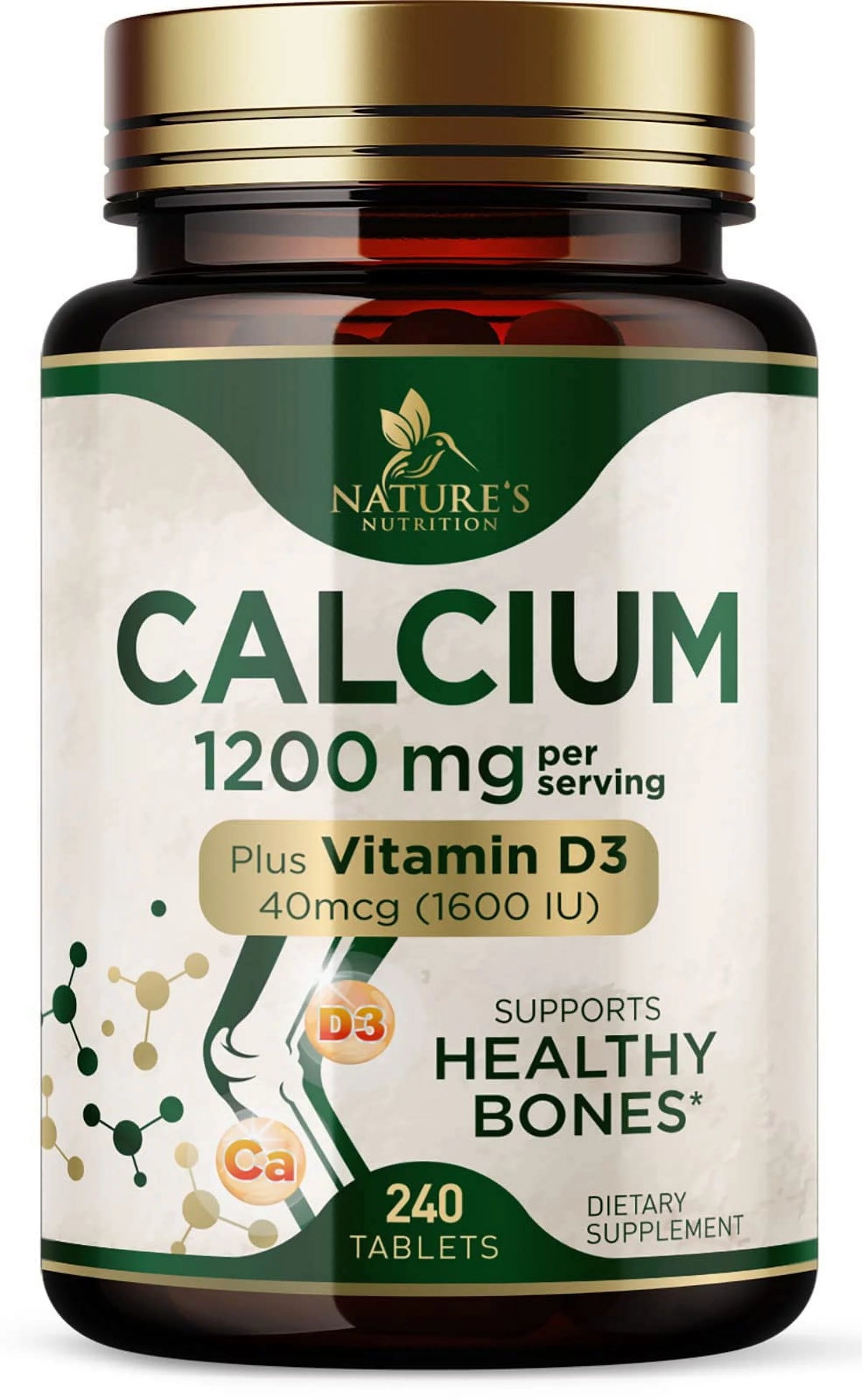 240 Tablets Calcium 1200 mg with Vitamin D3 Dietary Supplement N7780