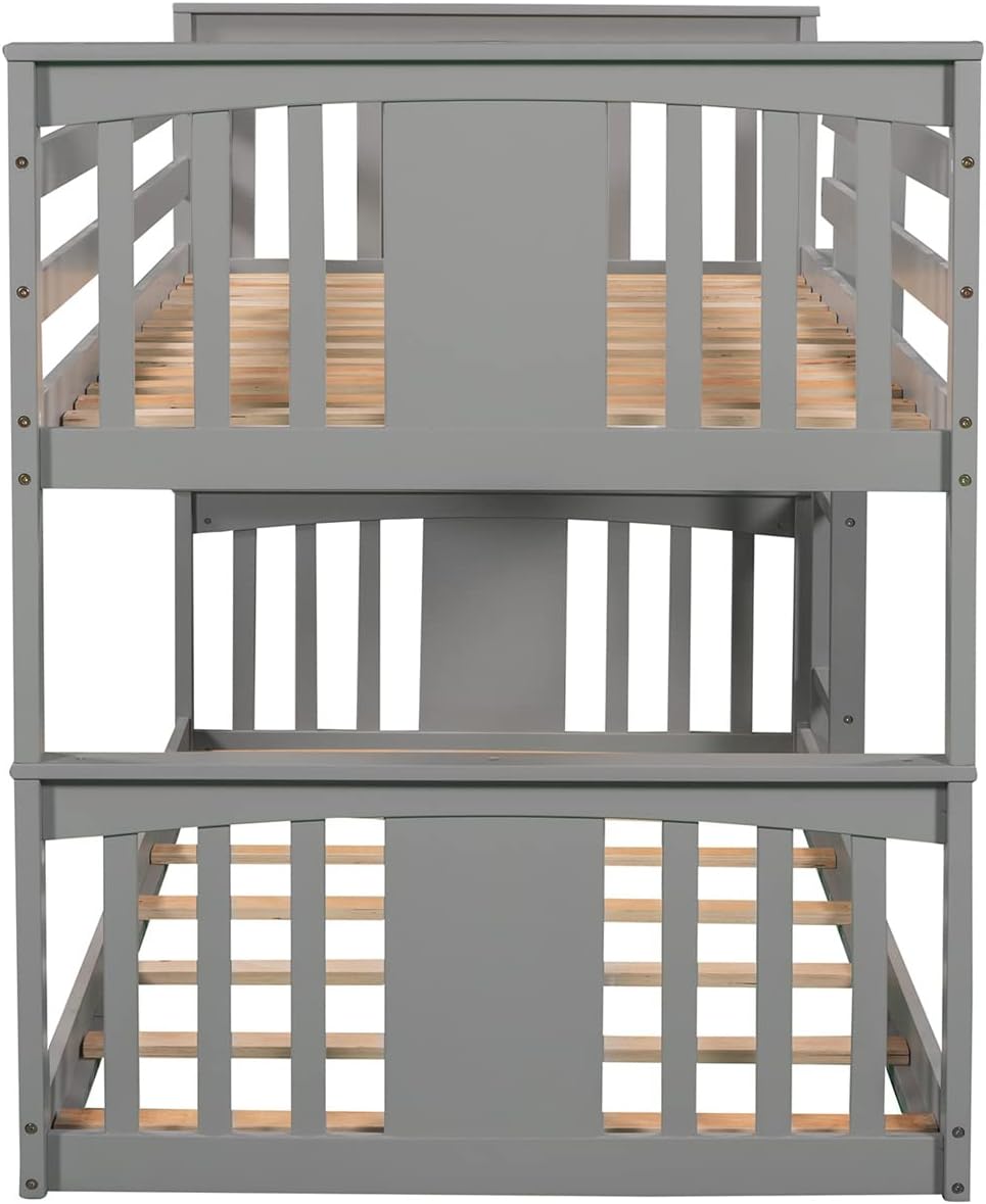 Gray Twin over Twin Wood Bunk Bed Frame C8837