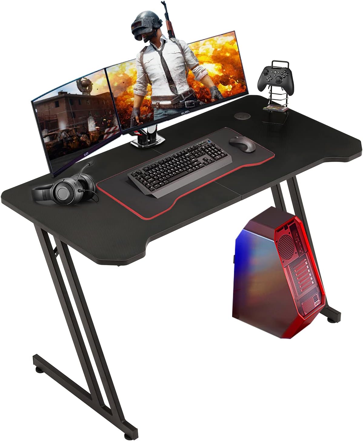 47 Ergonomic Z Shape Gaming Desk with Carbon Fiber Surface M2285