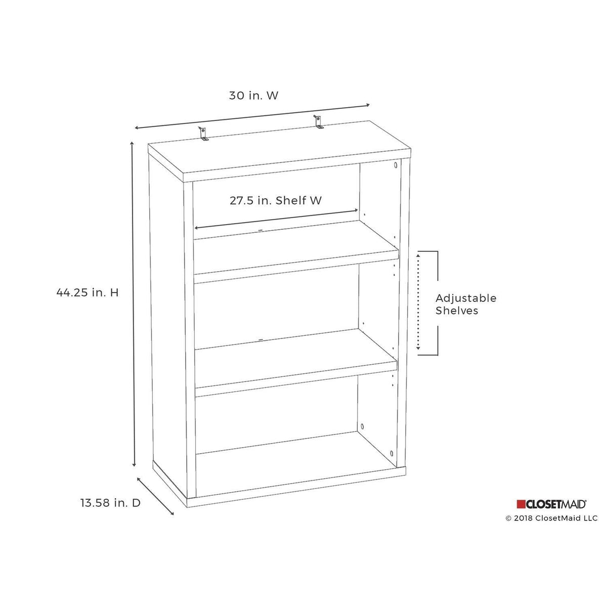 3-Shelf Black Walnut Bookcase D1932