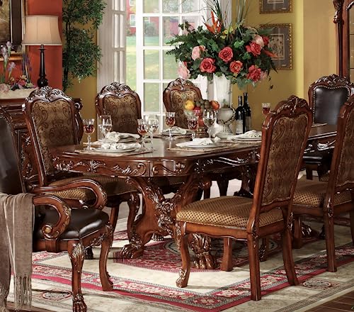 9pc Formal Dining Table Set with 6 Side Chairs and 2 Arm Chairs M304