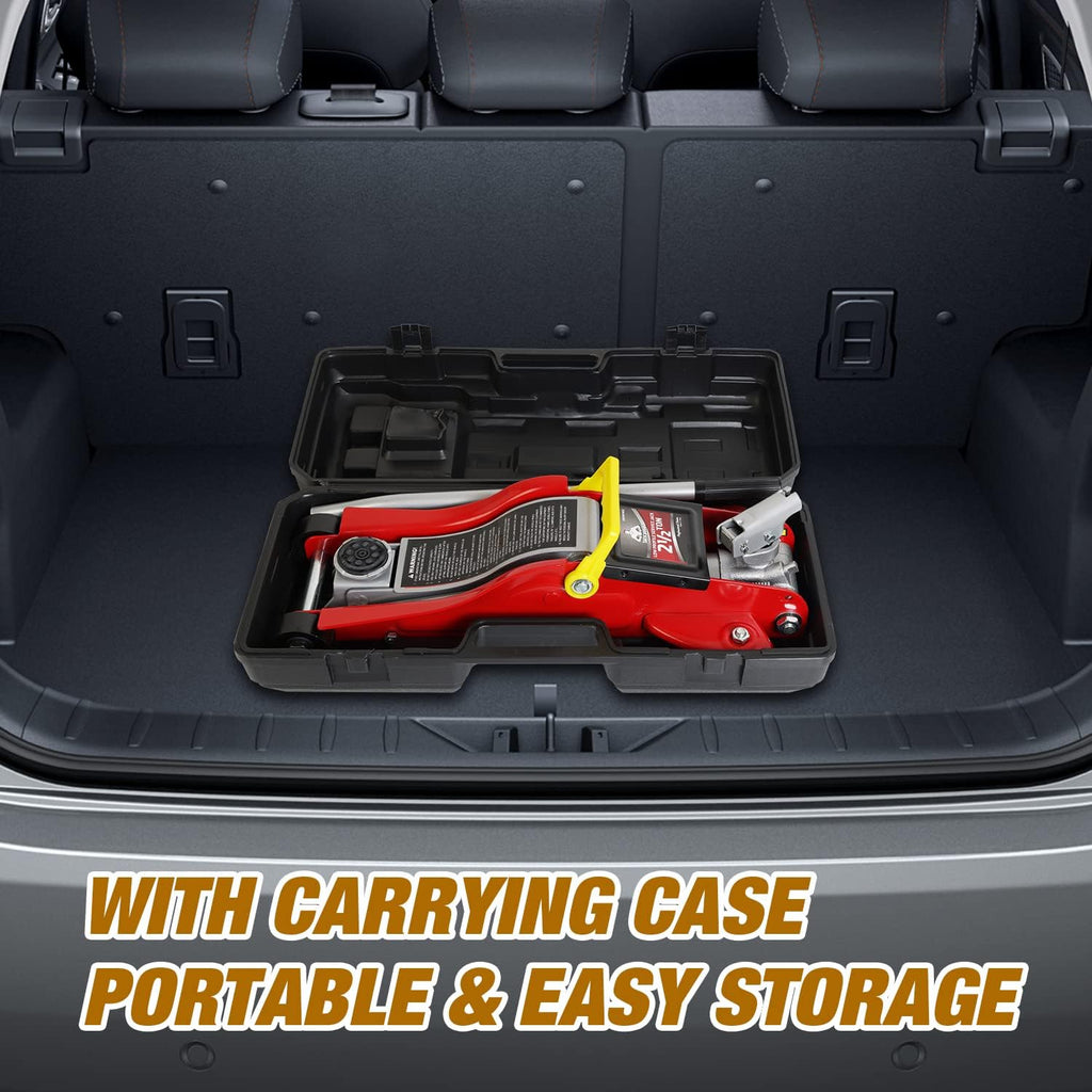 Red 2.5 Ton Hydraulic Floor Jack with Storage Case I3946