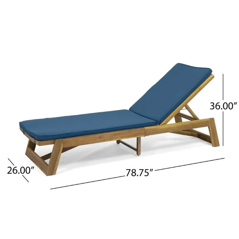 Teak and Blue Acacia Wood Chaise Lounge Set of 2 R607320