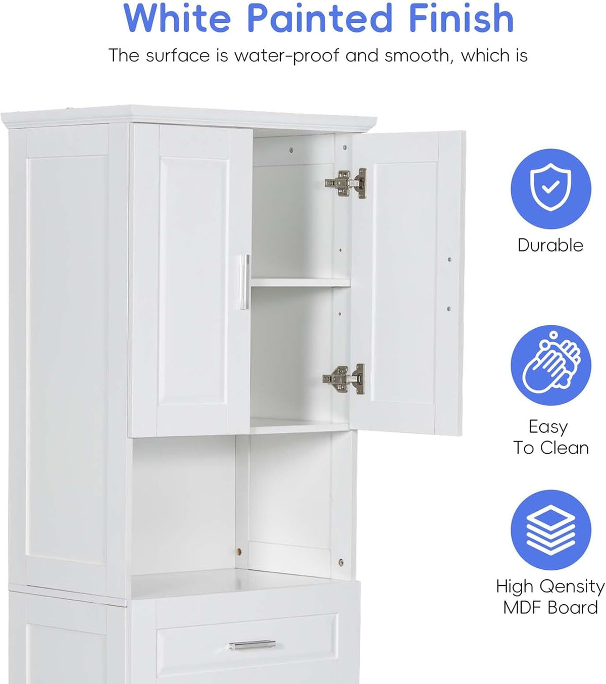 70" Tall Tilt Out Laundry Hamper Cabinet with 2 Doors and Adjustable Shelf Z9122