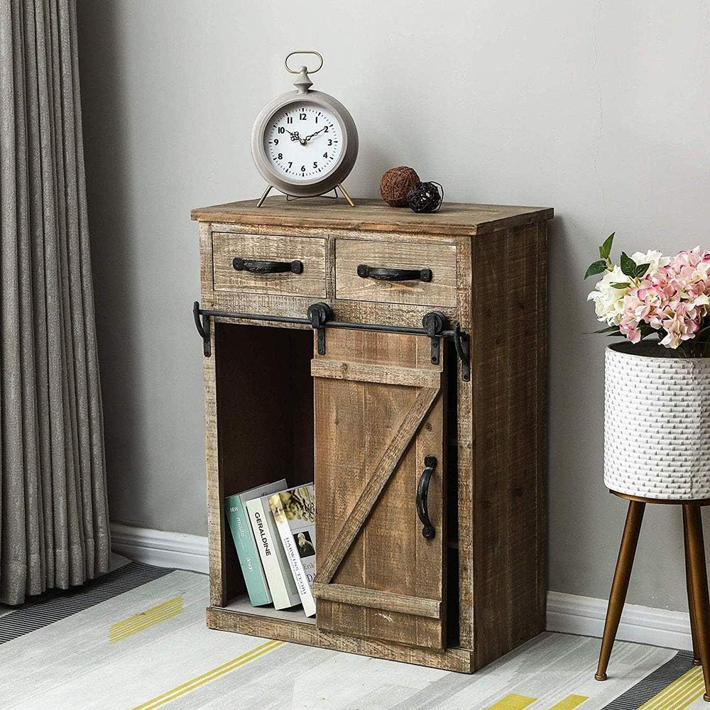 32 Farmhouse Barn Door Wood Accent Chest with Drawer A5575