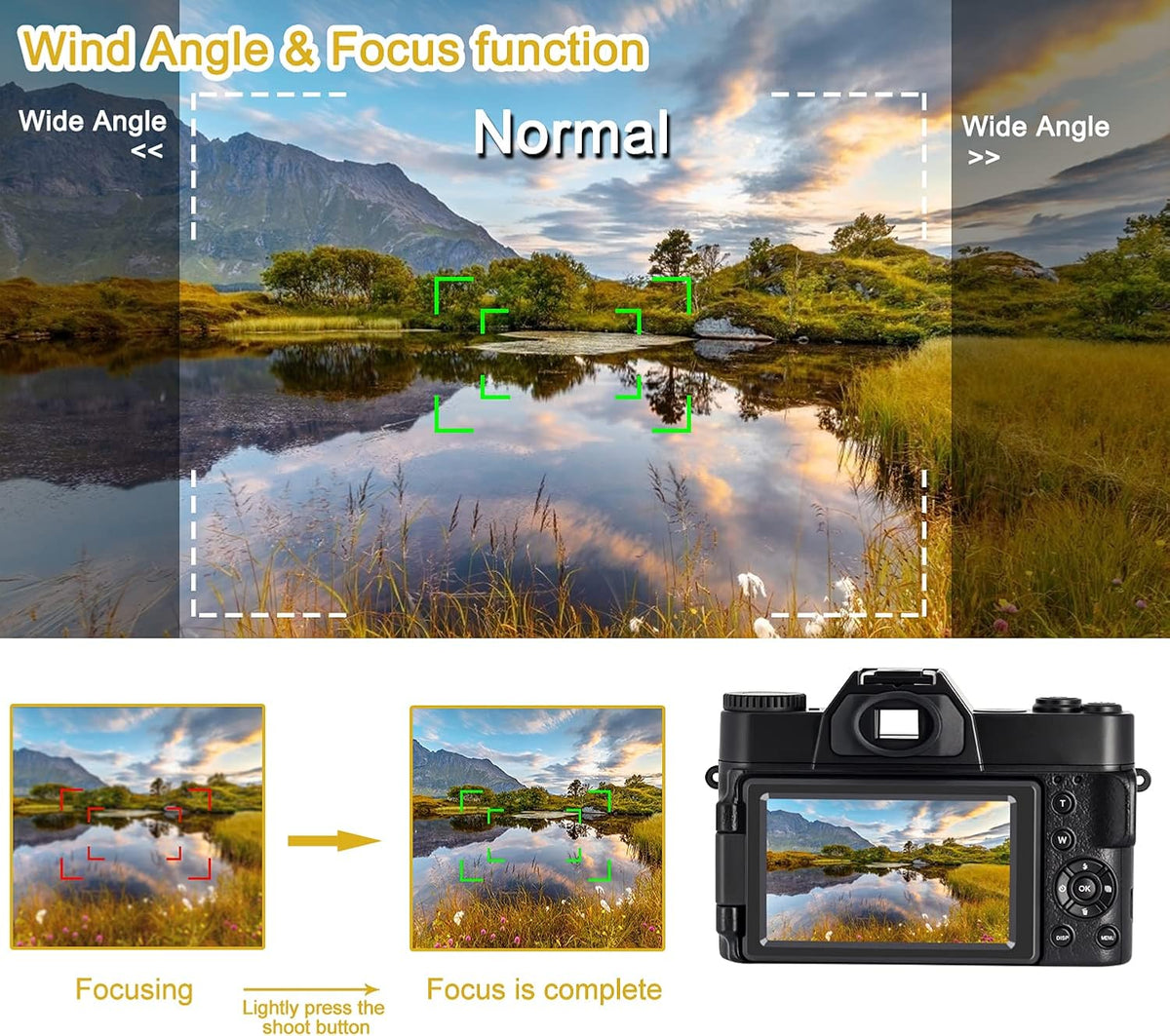 4K 48MP Digital Camera with 3.0 inch 180Deg Flip Screen and 2 Batteries K2103