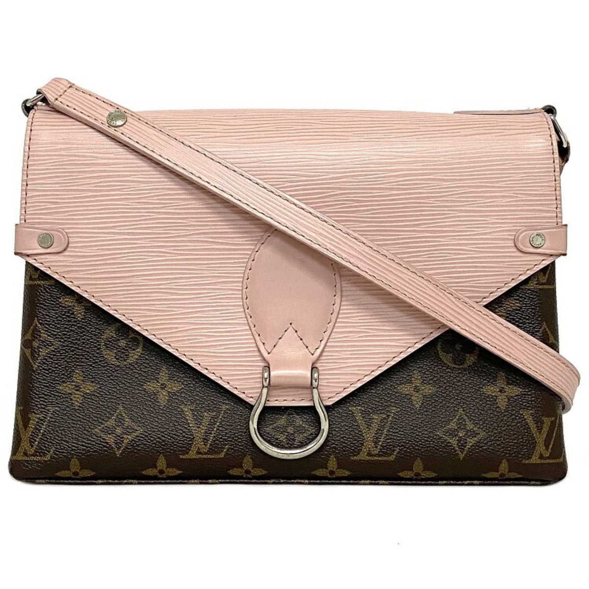 Pink Brown Monogram Leather Handbag W2171