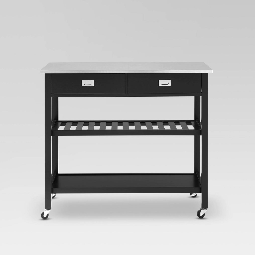 Black Stainless Steel Top Kitchen Island Cart F110