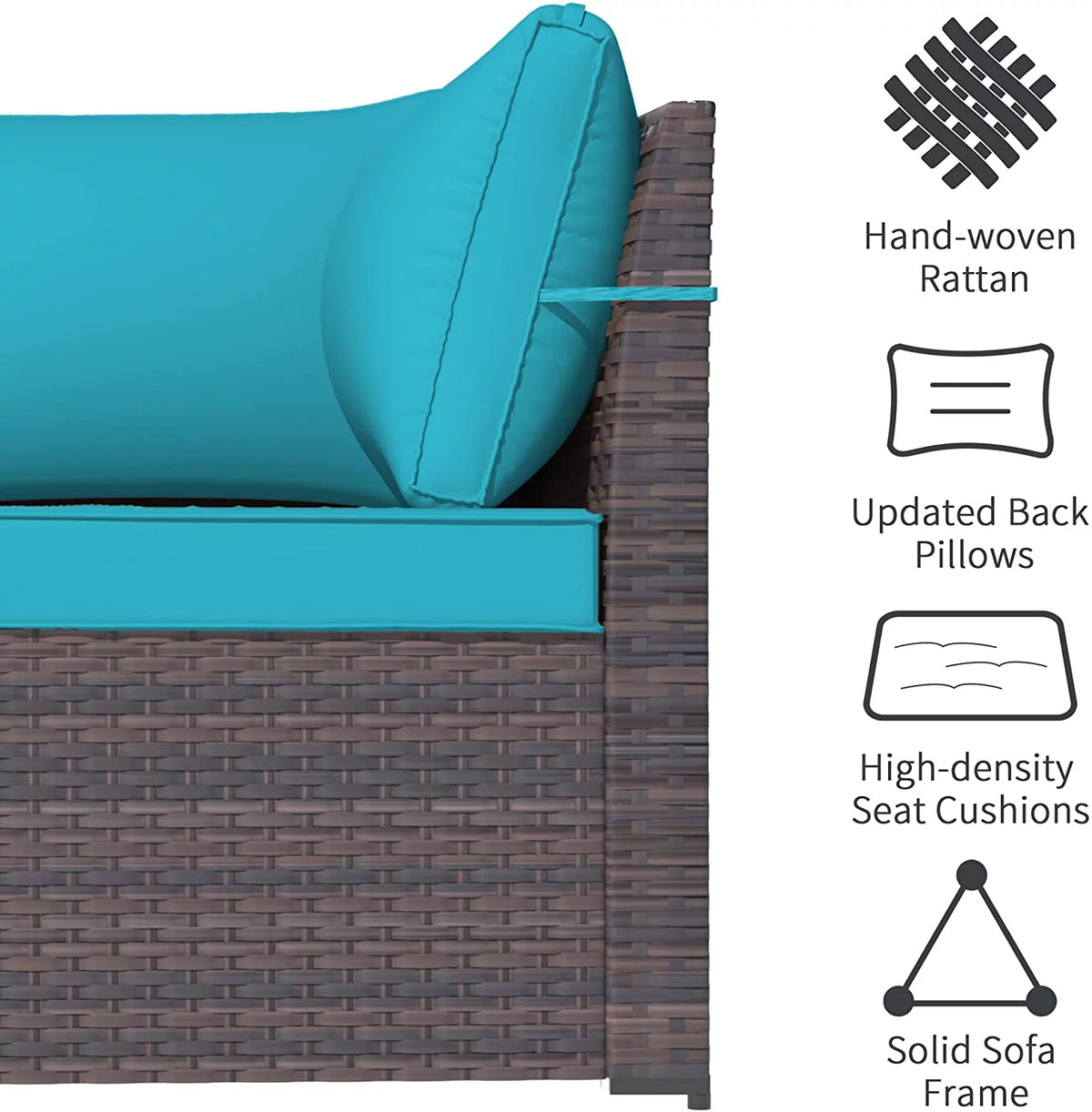6 Pieces All-Weather PE Rattan Patio Sofa Set with Coffee Table & Cushions K377