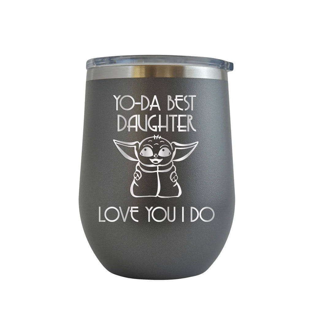 Engraved 12 oz Grey Wine Cup V476