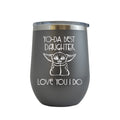 Engraved 12 oz Grey Wine Cup V476