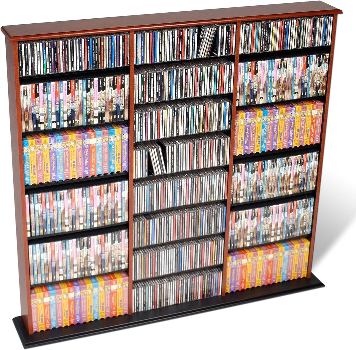 Triple Wide Wall CD Rack - Cherry & Black V57669