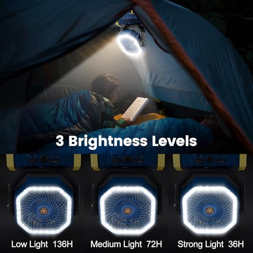 30000mAh Rechargeable Oscillating Camping Fan with LED Lantern A654475
