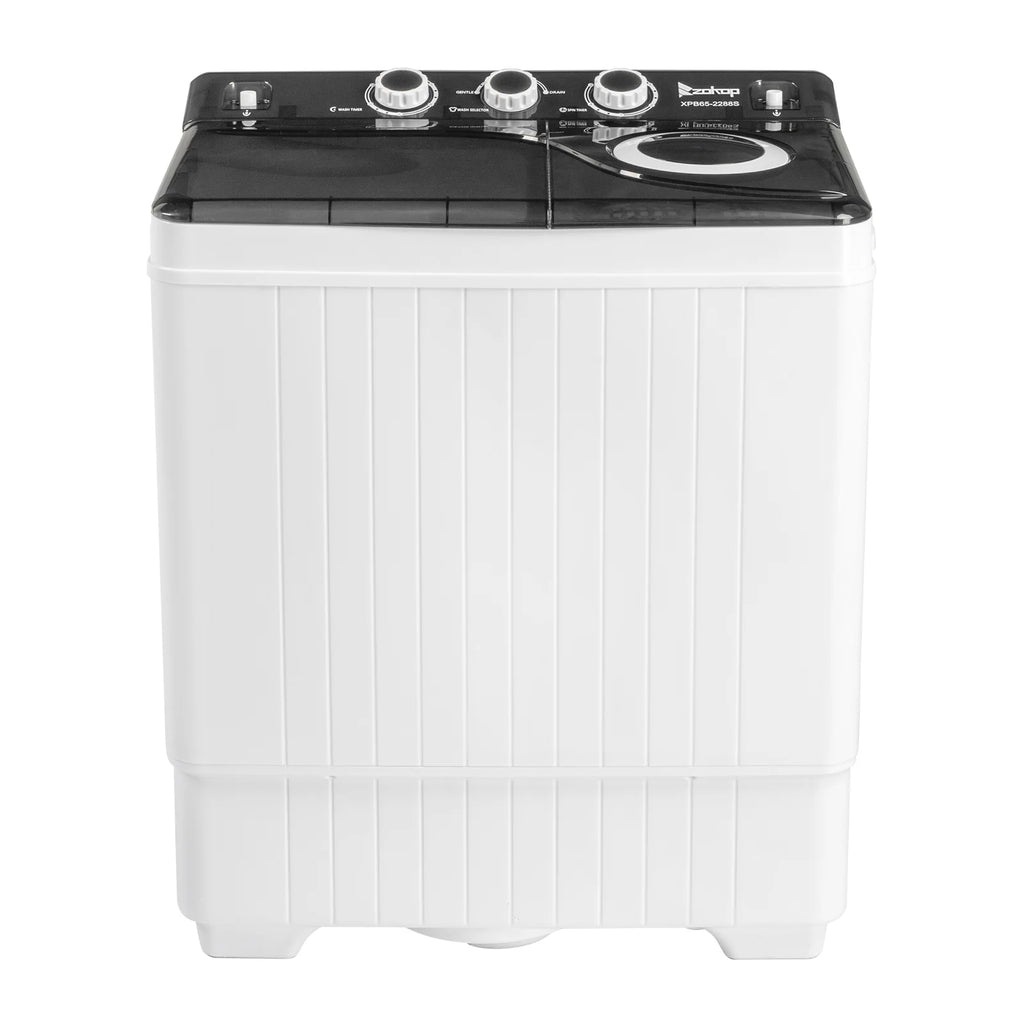 Semi-automatic Twin Tub Washing Machine with Built-in Drain Pump, 26Lbs, White&Black A860