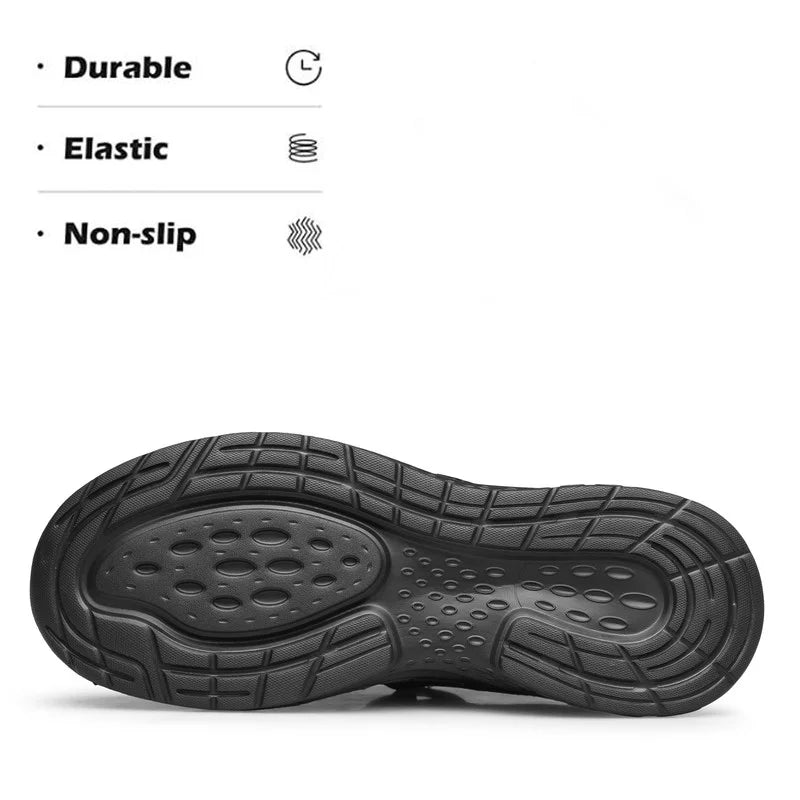 All Black Lightweight Breathable Non Slip Slip On Walking Shoes Q440756