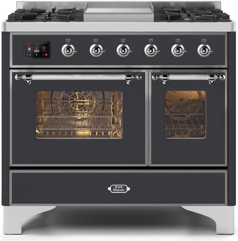 40 Dual Fuel Propane Gas Range Matte Graphite Chrome Trim T228062