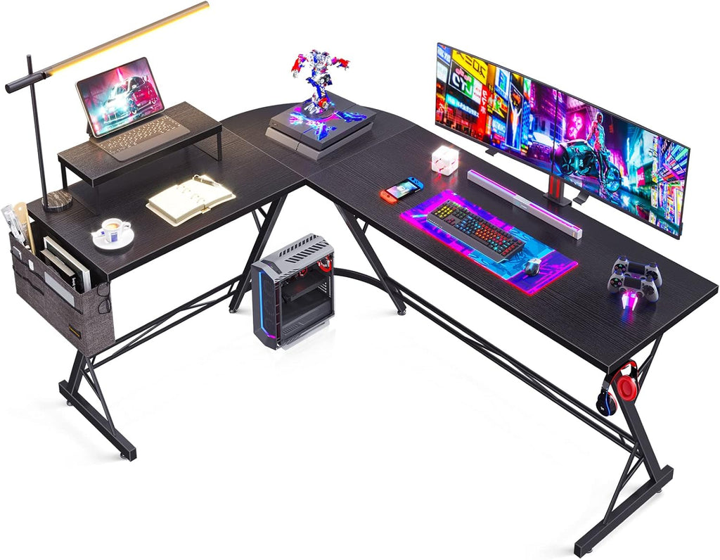 66" L Shaped Computer Desk with Monitor Stand P7190