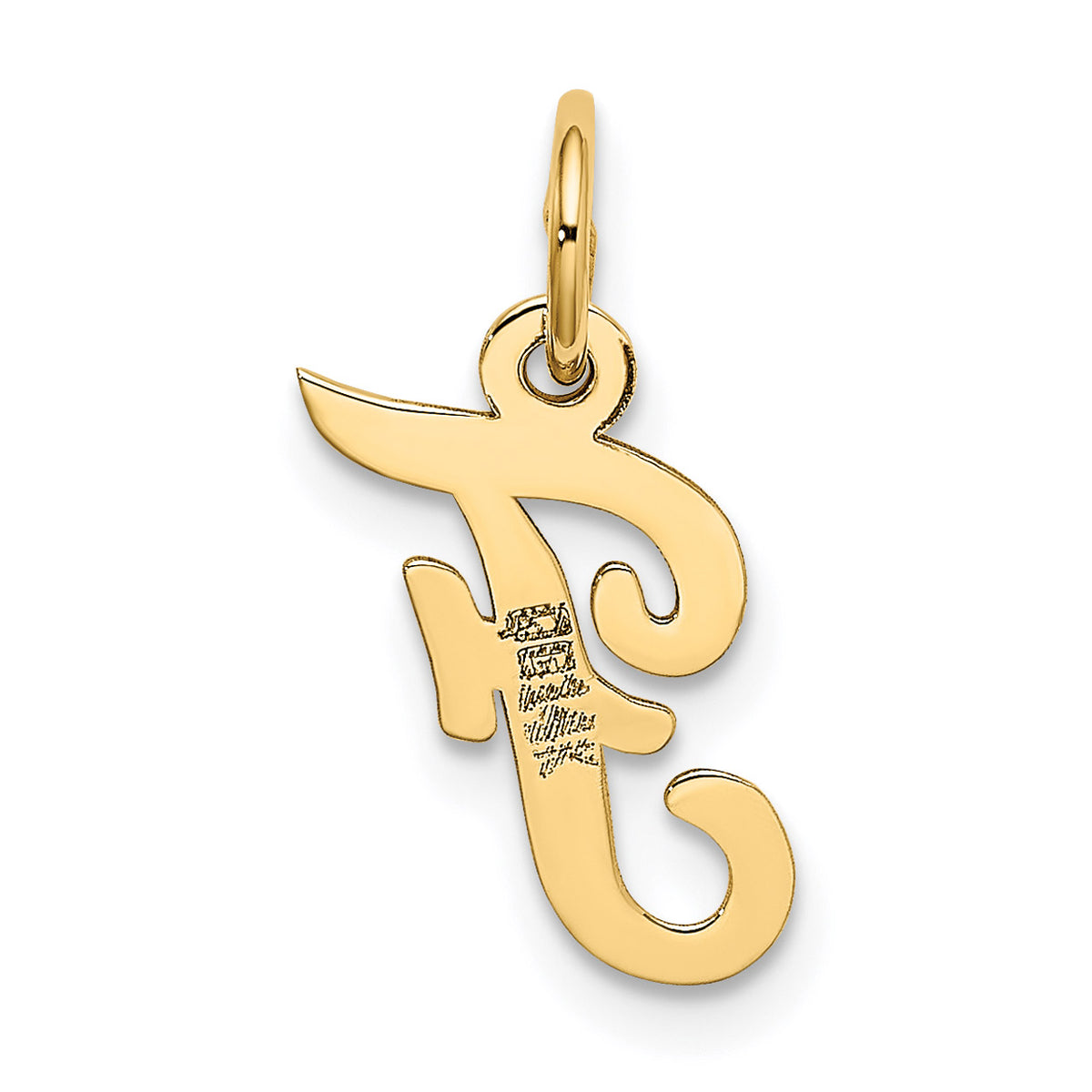 14K Yellow Gold Script Letter F Initial Pendant Charm With 10K Yellow Gold Rope Chain Necklace 20'' L123797
