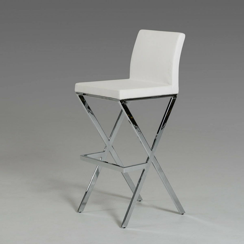 White Leatherette Bar Stool Set of 2 W658489