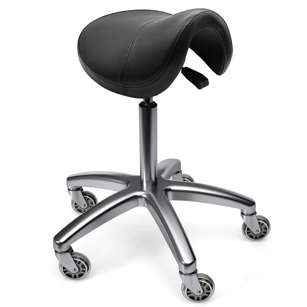Black Ergonomic Saddle Stool with Wheels V6929