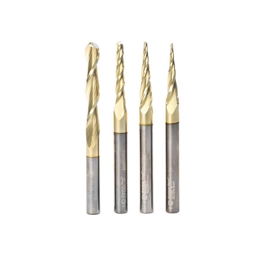 4-pc ZrN Coated 1/4x22 Shank Router Bit O885